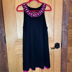 Belldini Double Layer Dress Black and Fuchsia